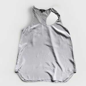 ACROBAT WOMENS TANK TOP GRAY SILK SATIN RACERBACK SMALL